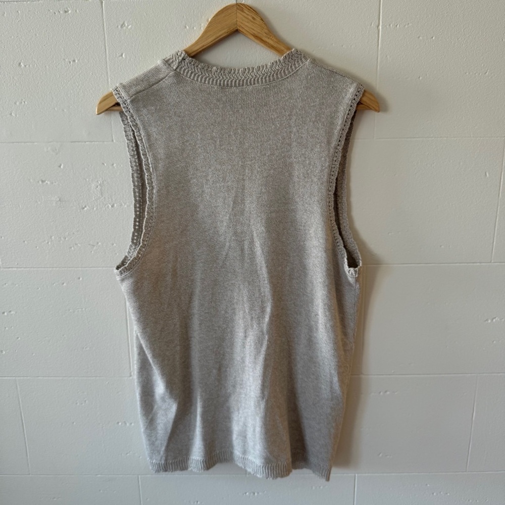 Vintage 90s Button Vest | Beige Knit Cottagecore Minimal | Medium - Picture 5 of 7
